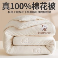 洁丽雅A类新疆棉花被芯冬季棉被200x230cm被子加厚空调被春秋被宿舍 云暖白【100%新疆棉花】 150*200cm 8斤冬被室温0°以下